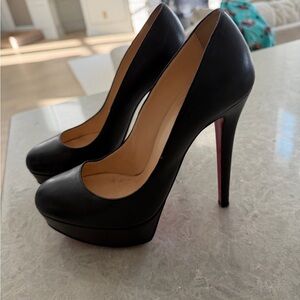 Christian Louboutin Black Leather Platform Stiletto Pumps